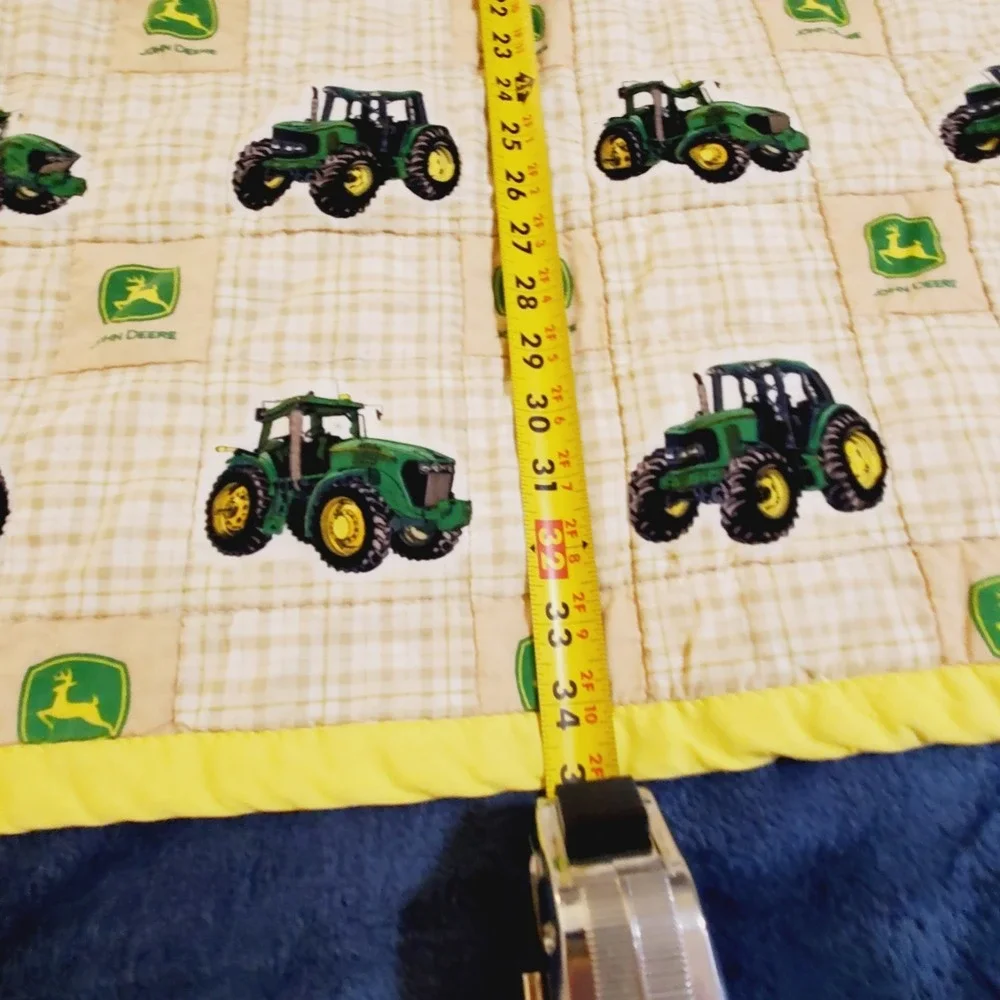 John Deere Tractor Baby Toddler Quilt Handmade Handcrafted Approx 35